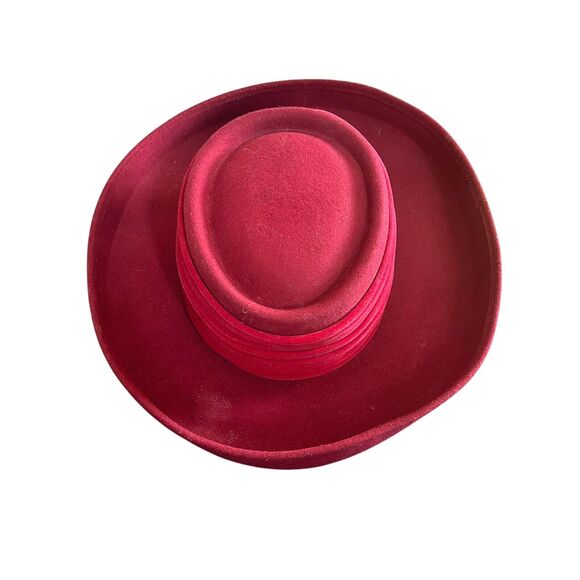 Vintage Whittall & Shon Doeskin 100% Felt Wool Burgundy Bollman Hat Co. USA - Picture 5 of 10
